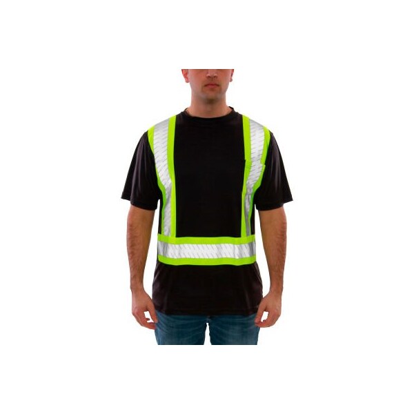 Tingley Short Sleeve Hi-Vis T-Shirt, Class 1, Snag resistant polyester, Black, 2X S74023C.2X - main